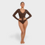 Seamless V-Neck Long Sleeve Sculpting Bodysuit