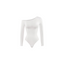 Seamless Diagonal Neck Long Sleeve Thong Bodysuit