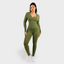 Deep V-Neck Seamless Ribbed Jumpsuit