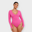 Seamless V-Neck Long Sleeve Sculpting Bodysuit