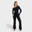 Seamless Diagonal Neck Long Sleeve Thong Bodysuit
