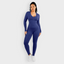 Deep V-Neck Seamless Ribbed Jumpsuit