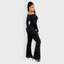 Seamless Diagonal Neck Long Sleeve Thong Bodysuit